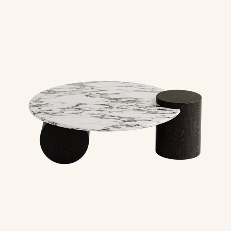 Table basse en marbre crème de luxe crème, H 13,77 po x l 35,43 po x P 35,43 po