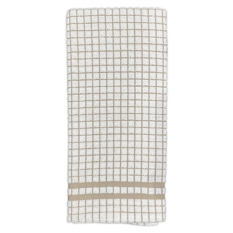 Serviette de cuisine en coton à carreaux, Beige