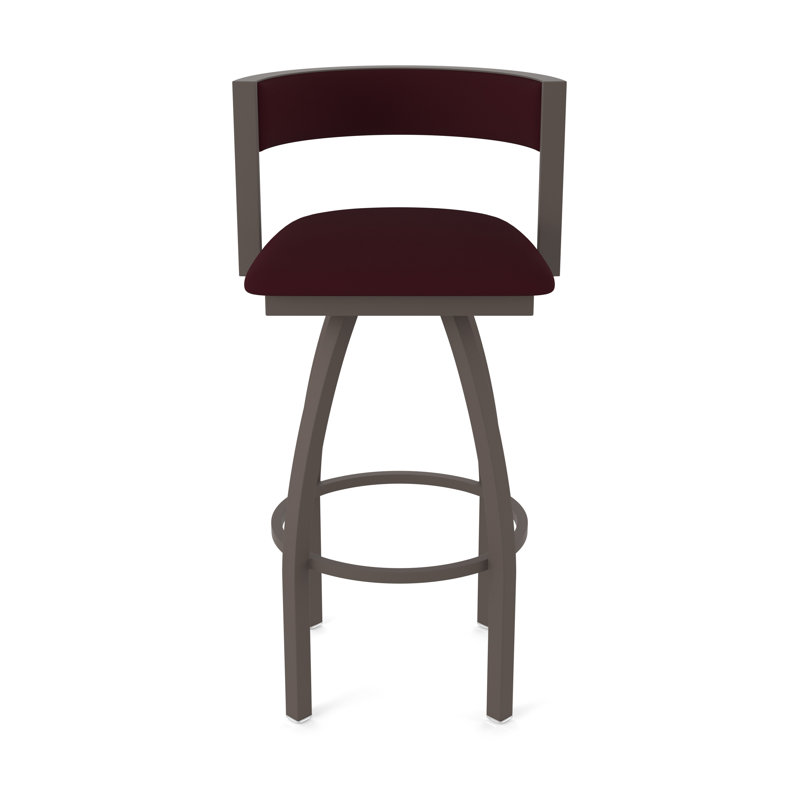 Tabouret Artémis, Vinyle - bordeaux Canter, Tabouret de bar (siège d'une hauteur de 30 po), Bronze