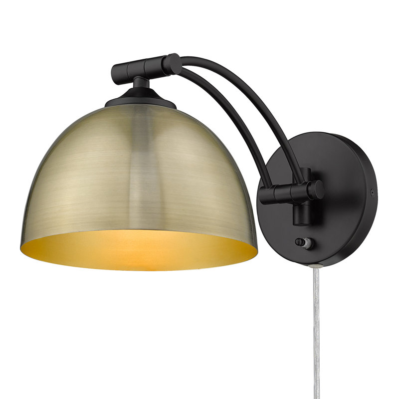 Bras pivotant à 1 lumière à intensité variable Felecia, Laiton vieilli, Noir mat