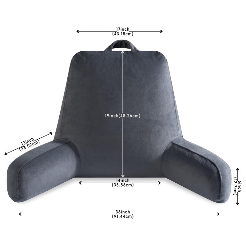 Très grand coussin de lecture pour s'asseoir au lit, Gris