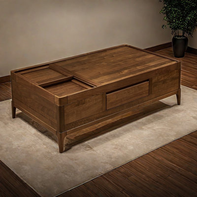Table basse simple en bois massif de noyer noir moderne