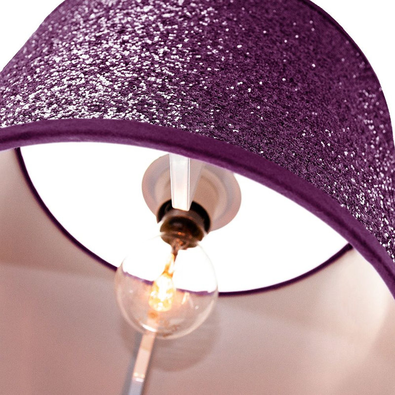 Modern and Designer Bright Glitter Fabric Pendant/Lamp Shade, 18cm H x 25cm W x 25cm D, Purple