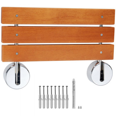 Folding Teak Shower Seat, 20.1" x 13.2" Unfolded, Wall Mounted Fold Up Shower Bench