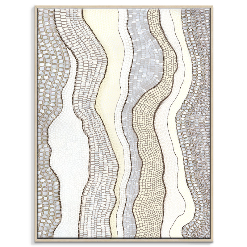 Ngmul - Cloud by Kamilya Lowana White - Print, 56cm H x 46cm W x 5cm D, Tan Floater Framed