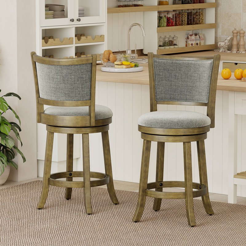 Ensemble de 2 tabourets de bar rotatifs 25 po, avec dossiers et structure en bois, chaises de bar rembourrées, 2, 25