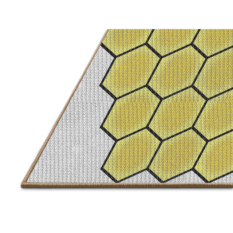 Tapis jaune/gris à motifs Hollie, Rectangle 5 pi x 7 pi