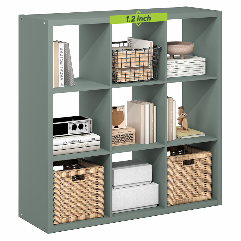 Arlton 6-Cube Bookcase, (9 Shevles) 43.78"H x 43.78"W x 14.57"D, Green