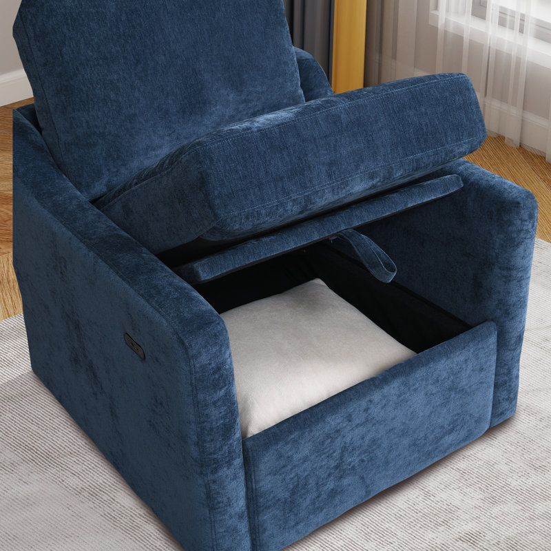 Fauteuil demi-tonneau rembourré avec coussin amovible, Bleu