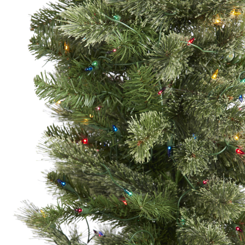 Home Heritage 9 Foot Pre-Lit Artificial Stanley Pencil Christmas Tree With Stand, 5', Multi