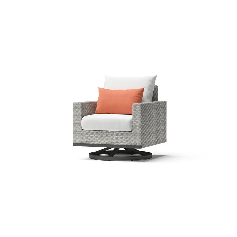 Sameko 4 - Person Patio Conversation Set with Sunbrella® Cushions, Gray, Cast Coral Sunbrella® Plainweave