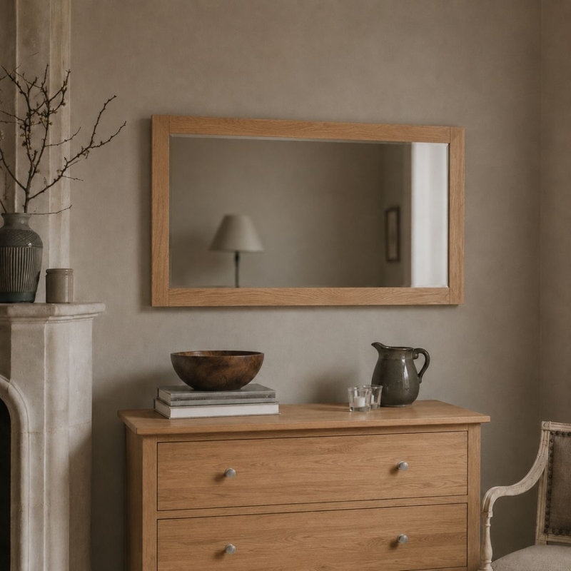 Solid Wood Rectangle Wall Overmantel Mirror