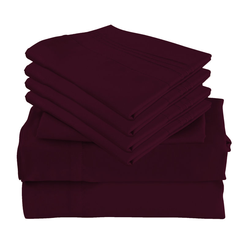 Premium Rayon From Bamboo 6 Pc Sheet Set With Deep Pockets, Cooling, Cal.King Sheet Set with 4 Pillowcase, Eggplant