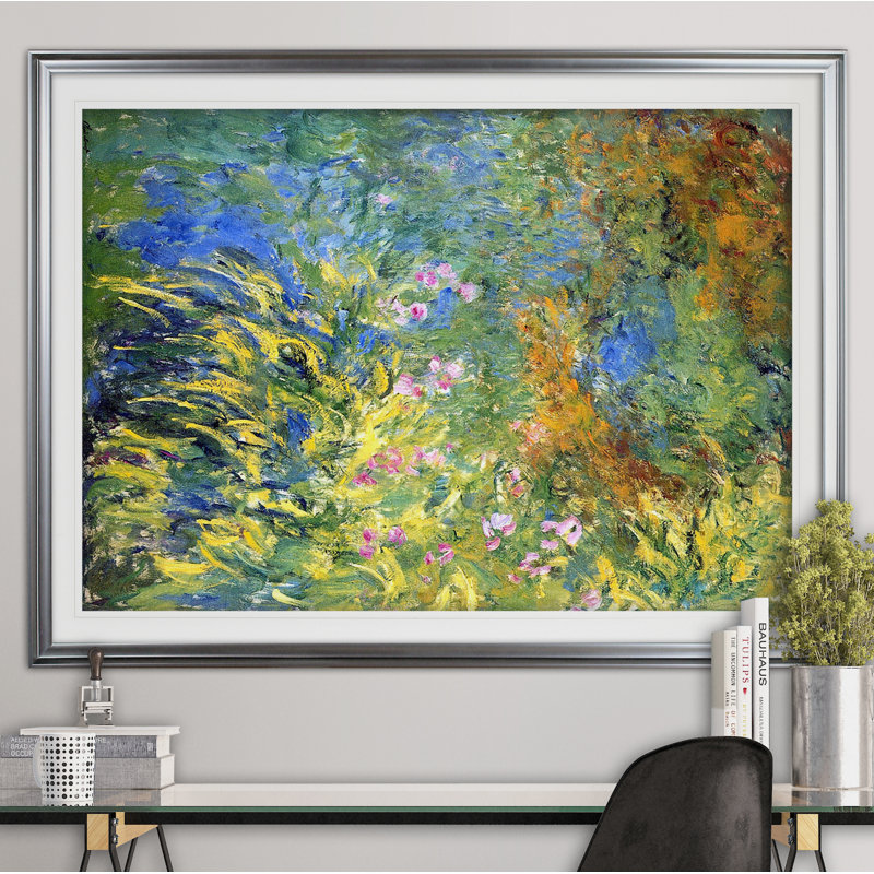 " Irises " by Claude Monet, Framed Print, 28" H x 38" W, Silver