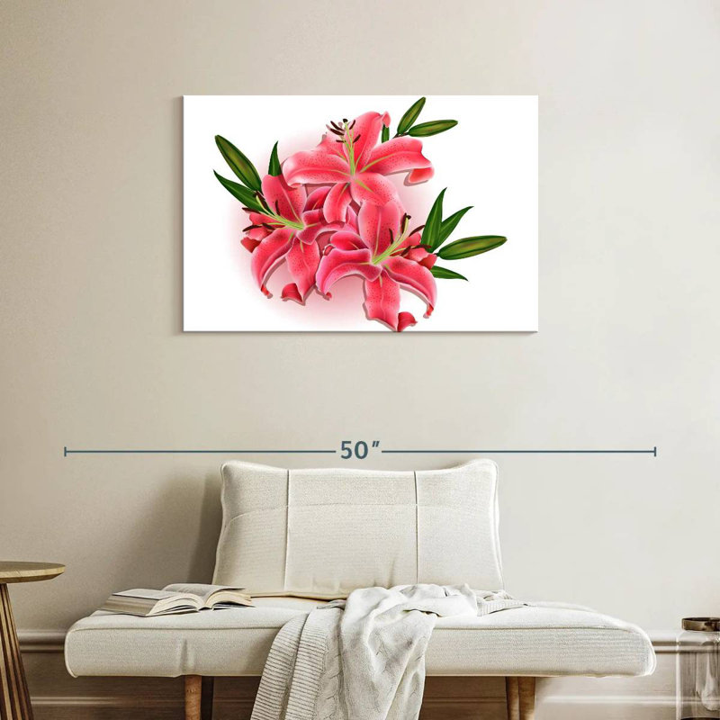 Harnek Pretty Pink Lily Flowers, 24" H x 36" W