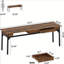 Bureau double 78,7 po pour deux personnes, poste de travail d'ordinateur brun rustique avec 2 tiroirs et crochets, bureau industriel avec cadre en métal pour un espace de travail ou un bureau