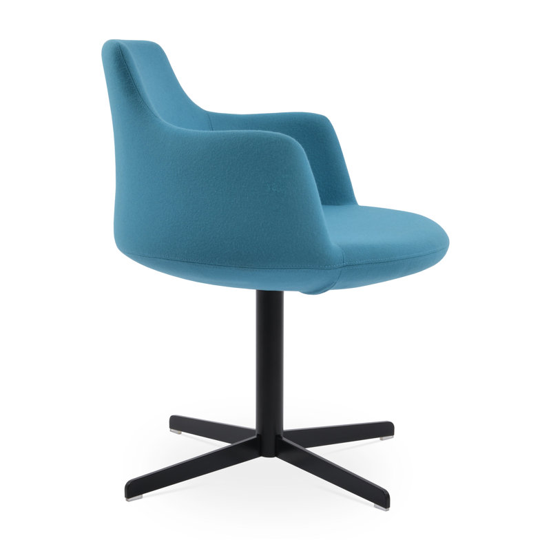 Derviche 4 étoiles chaise, Noir, Camira Wool - Turquoise