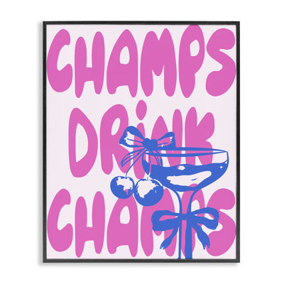Champs Drink Champagne Framed Giclee, design by House of Lulu