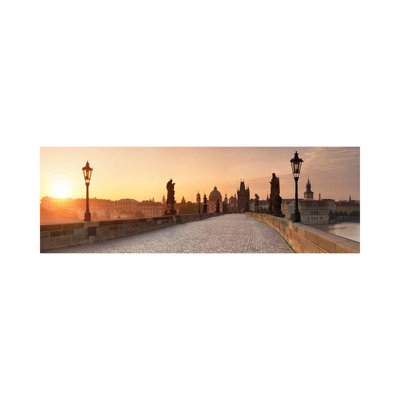 Sunrise At The Charles Bridge In Prague, Czech Republic by Jan Becke - Wrapped Canvas Panoramic Print