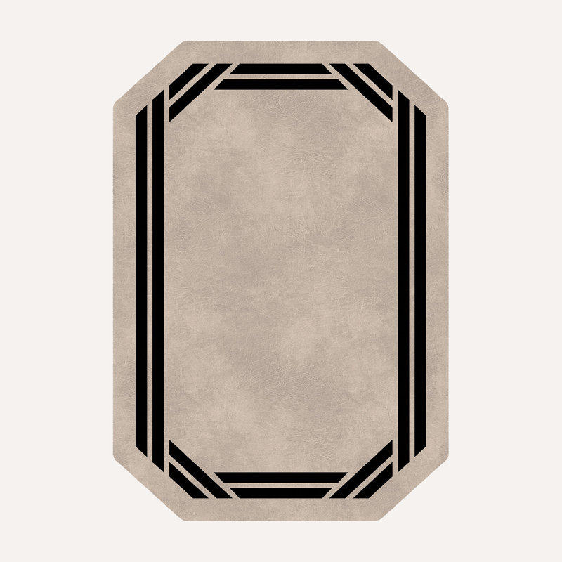 Tapis beige / beige en polyester tissé à la machine Novelty, Nouveauté 5 pi 11 po x 9 pi 2 po