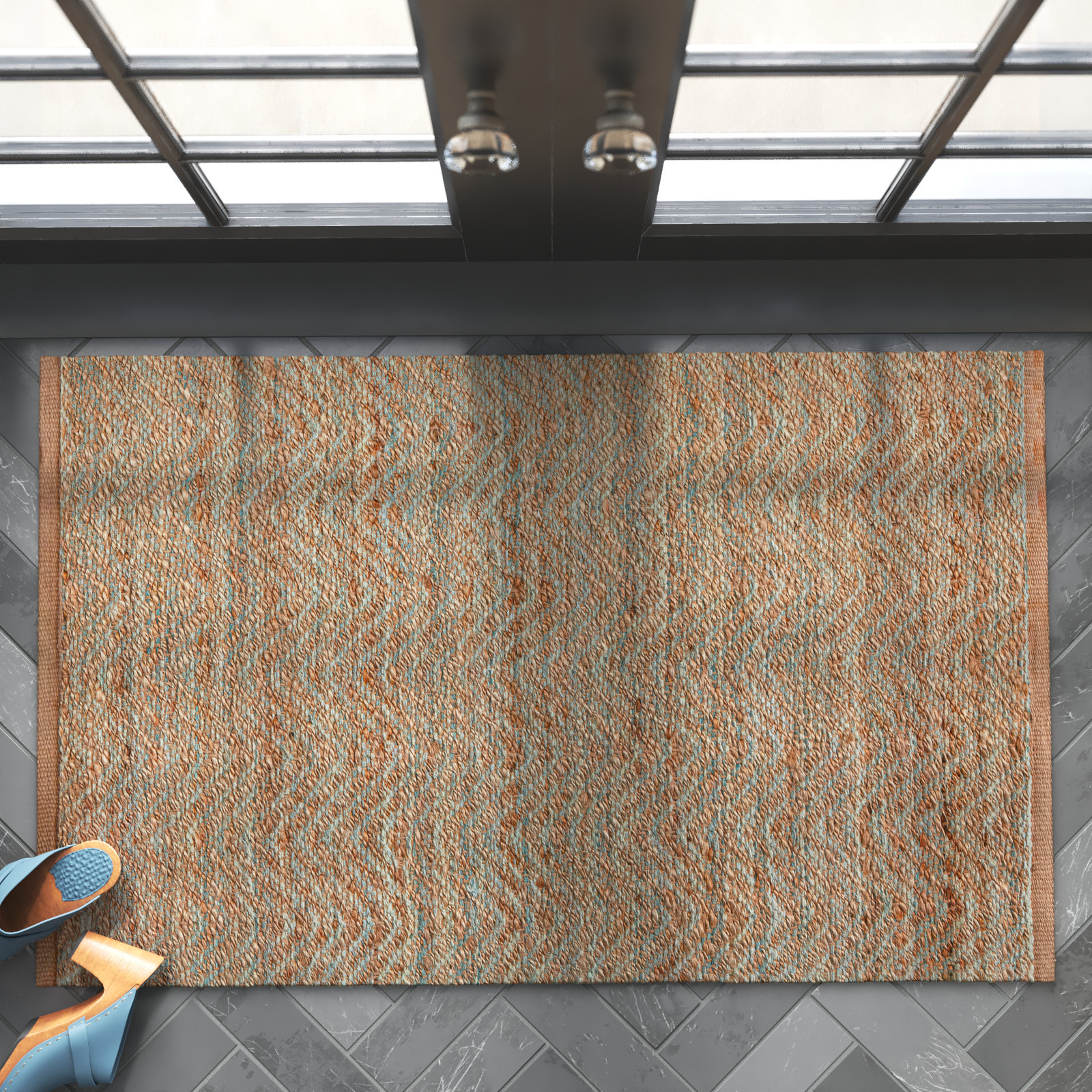 Caroline Tan Hand-Woven Chevron Rug, Rectangle 2'6" x 4'