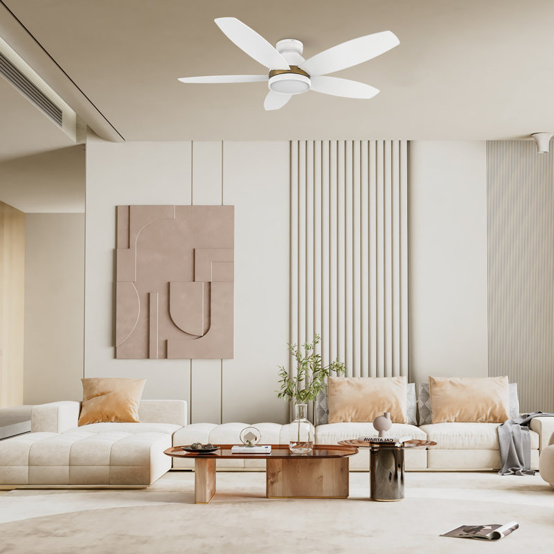 Smart DC Motor Ceiling Fan with LED Light, Remote control, White, 48