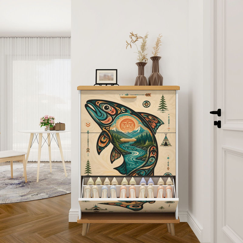 Armoire de rangement pour chaussures avec 3 tiroirs rabattables pour rangement pour chaussures Totemic