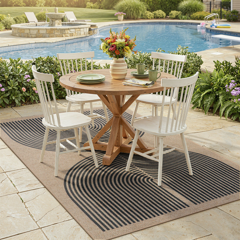 Narze Modern Easy Jute Machine Washable Area Rug Outdoor Rug with Non-Slip Backing for Patio, Deck, Backyard Beside the pool