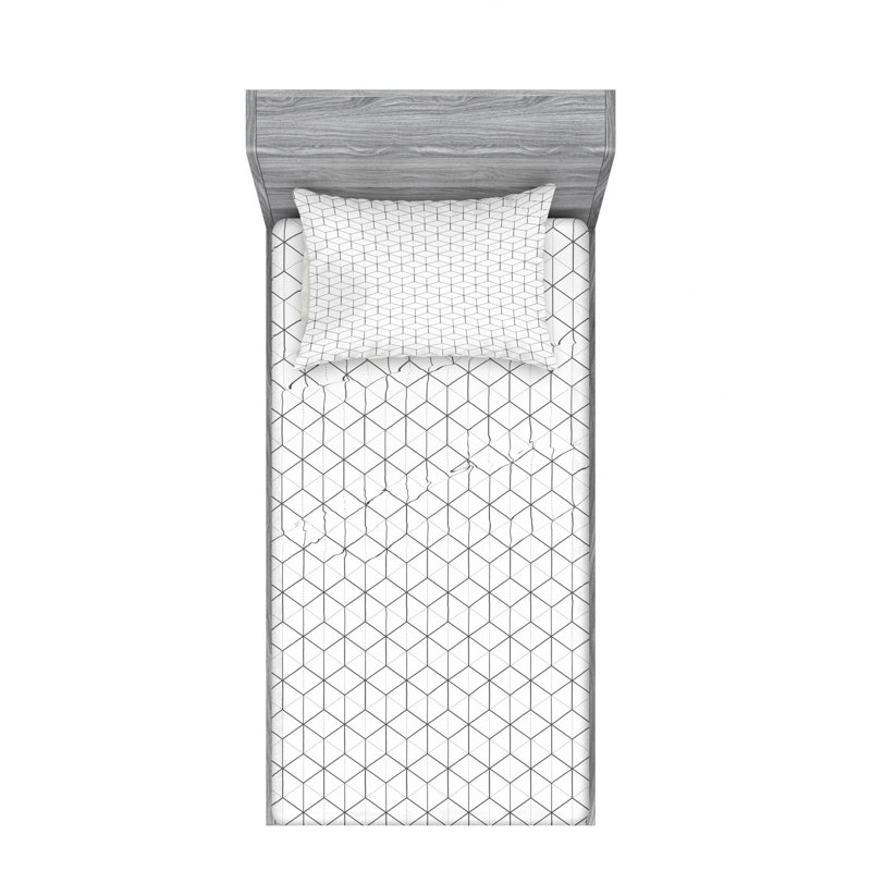 Twin XL White Geometric Print Microfiber Sheet Set