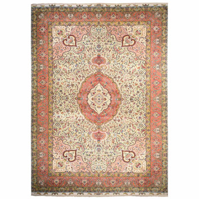 13 pi x 20 pi 3 po en mousseline de soie blanche, tabriz nouveau persan, base en soie, velours en laine et en soie, 400 KPSI, chef-d'œuvre de taille Mansion, noué à la main, très grand tapis oriental
