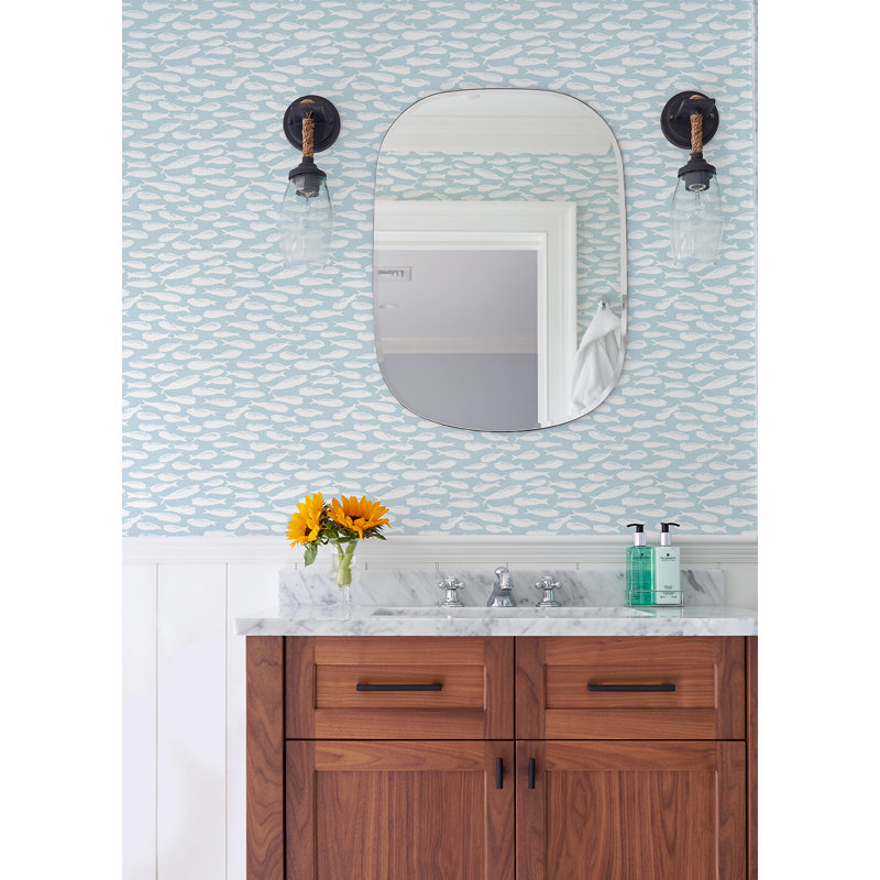 Rouleau de papier peint L 33 pi x l 20,5 po Newkirk Sardine, Turquoise