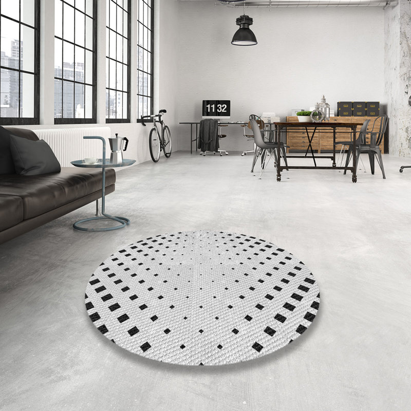 Tapis noir / blanc Howie, Rond 3 pi