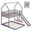Structure de lit superposé en bois avec échelle intégrée et glissade, lit superposé simple au dessus d'une chambre double avec garde-corps pleine longueur-2077005727