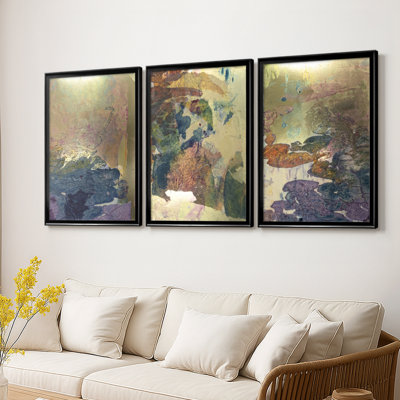 Monet's Landscape I  -Custom Framed  Wrapped Gallery Canvas - 3 Pieces
