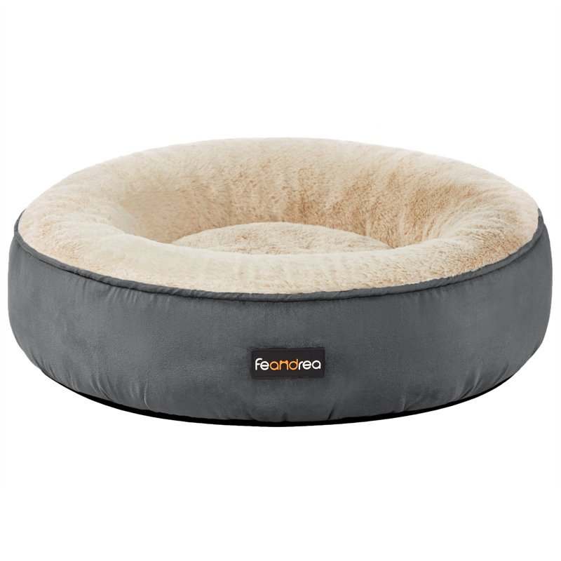 Dog Bed, Donut Cat Bed, Washable Pet Sofa, Anti-Slip, Round, 50 cm Dia., Dark Grey