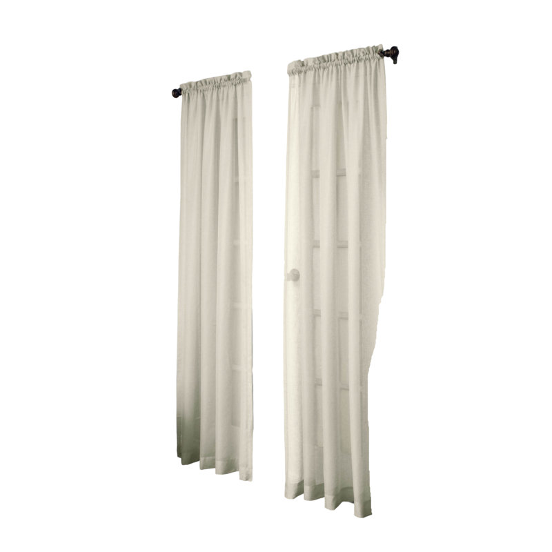 Panneau de rideau simple diaphane avec passe-tringle Reigate, Ivoire, L 56 po x L 84 po