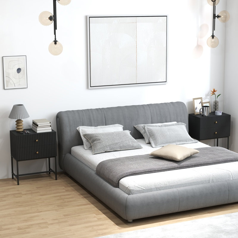 48 cm W Steel Bedside Table