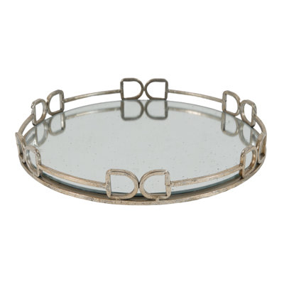 D16.1X2" Valentina Silver Round Mirror Tray