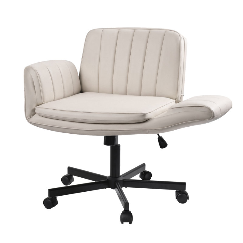 Chaise à pieds croisés avec roues et accoudoirs Criss, Beige
