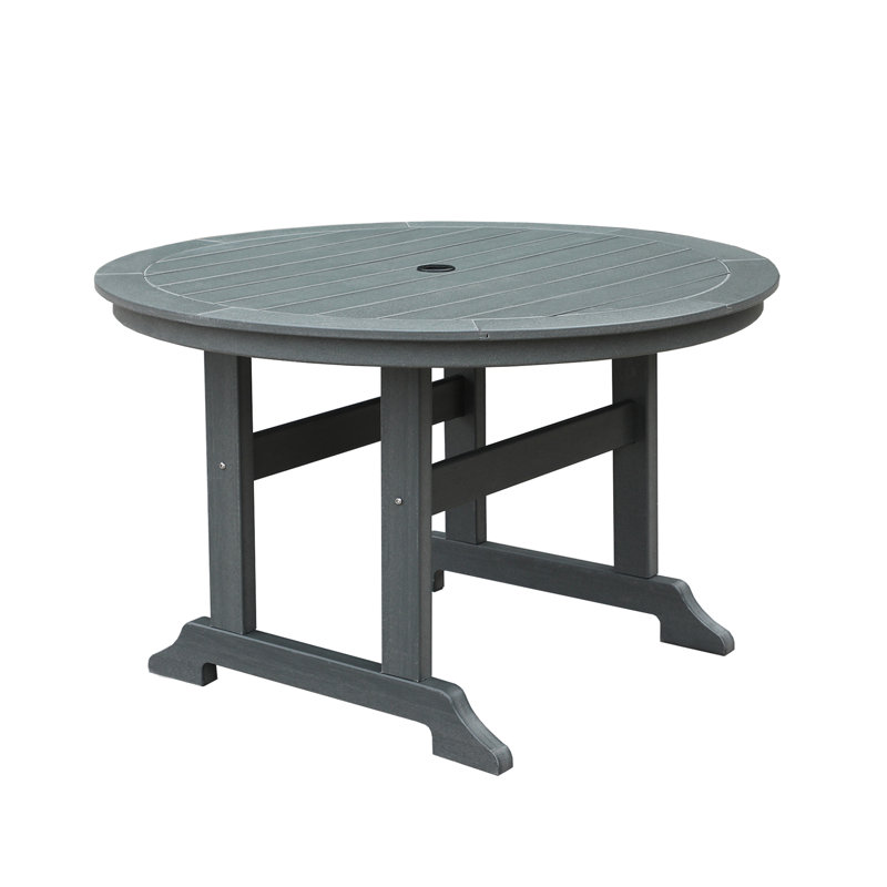 Round Metal Outdoor Dining Table With Umbrella Hole , 48'' in. W 48'' in. D