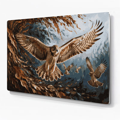 Oiseaux, épinette européenne, art mural brun