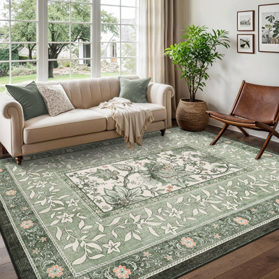 Floral Machine Printed Area Rug