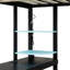 Structure de lit de style moderne, lit mezzanine en bois avec bureau, garde-robe ouverte et lumière RVB-84030234