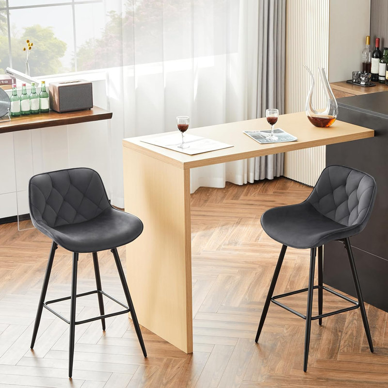Agna Upholstered Counter Stool with Metal Frame, Grey, 4