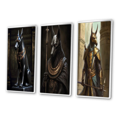 «Vintage Anubis Ancien Egyption Jackal God II», 3 pièces sur toile