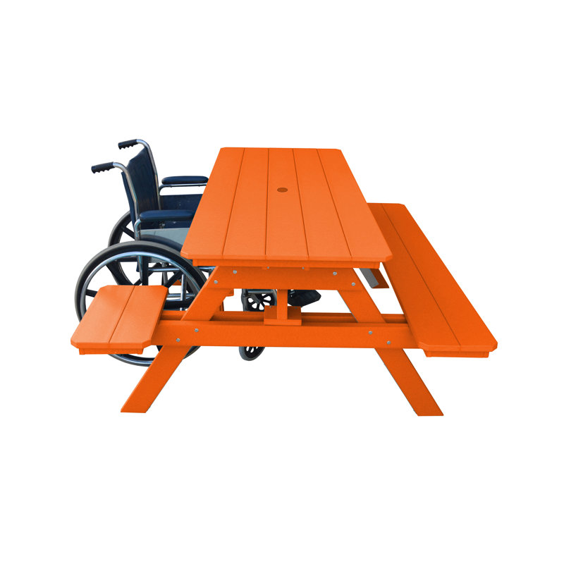 Azor Rectangular Outdoor Picnic Table Yes , 70 " W 60 " D, Orange