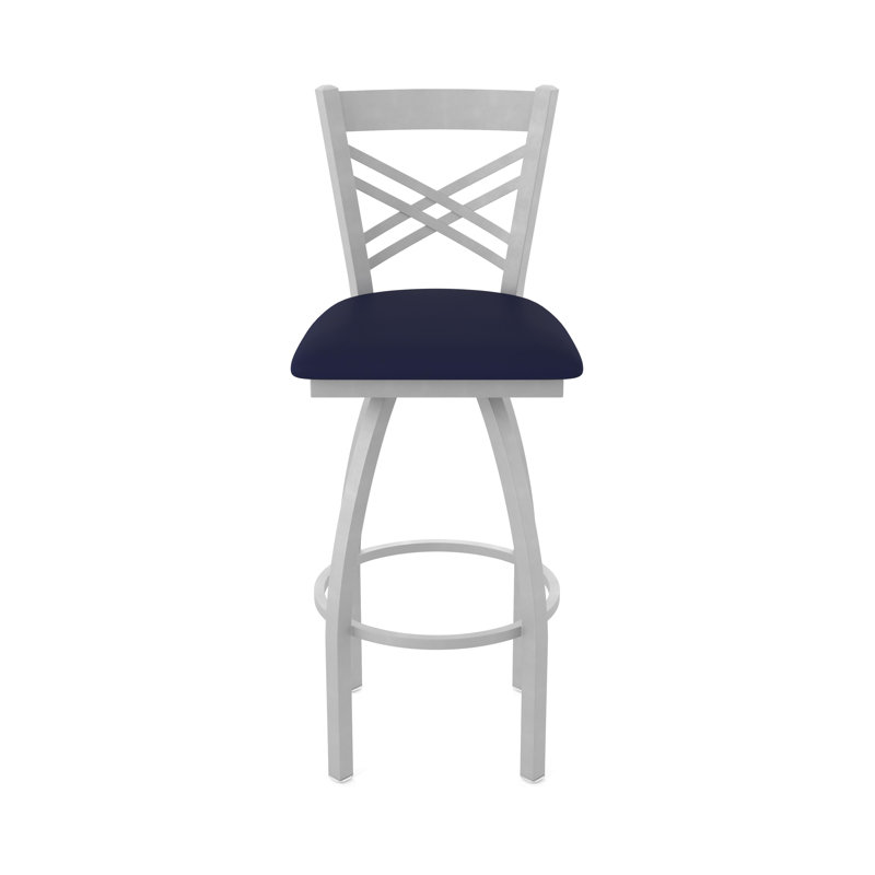 Tabouret pivotant 820 Catalina, Nickel anodisé, Vinyle - crépuscule Canter, Tabouret de comptoir (siège d'une hauteur de 25 p