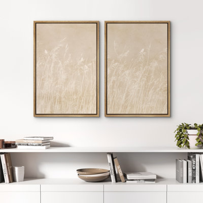 «Minimal Botanical Grass Silhouette Neutre Beige Nature» pour 2 pièces