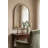 Champagne Gold Arched Wall Mirror with Pearl Beaded Trim for Bedroom and Living Room Decor