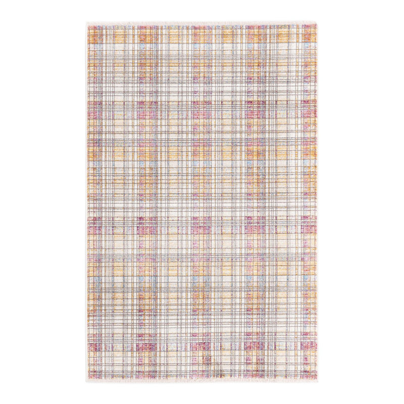 Tapis tartan foncé Gracie Oaks, Rectangle 3 pi 3 po x 5 pi